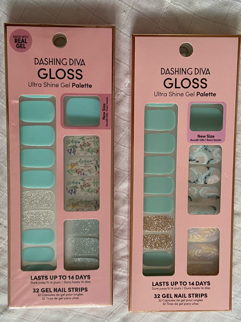 Dashing Diva Gloss Gel Nail Strips - Mint Green Floral & Glitter
